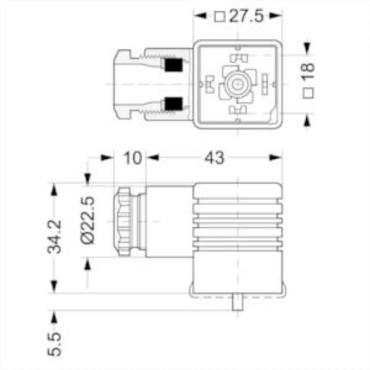 Connecteur électrovanne Danfoss 042N0156 - AMP DIN IP20 Plan