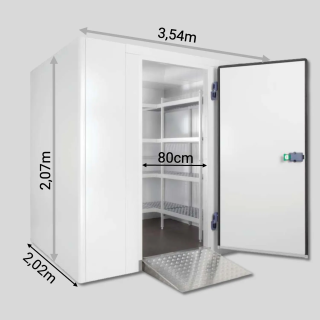 Chambre froide positive 2,02 x 3,54 x 2,07m - Panneaux 70mm - Sol renforcé