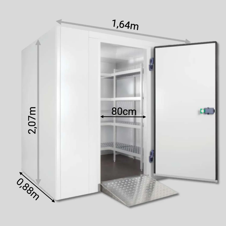 Chambre froide positive 0,88 x 1,64 x 2,07m - Panneaux 70mm - Sol renforcé