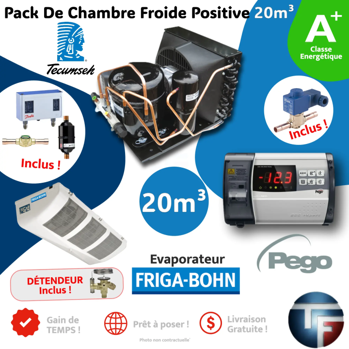 Pack Chambre Froide 20m³ | Tecumseh, Danfoss & PEGO Expert 202