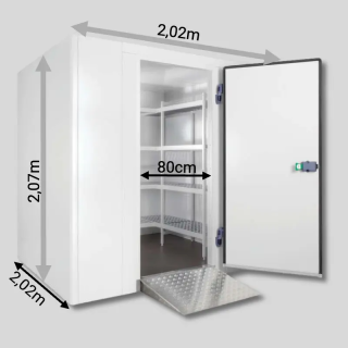 Chambre froide positive 2,02 x 2,02 x 2,07m - 7m3 - Panneaux 70mm - Sol renforcé
