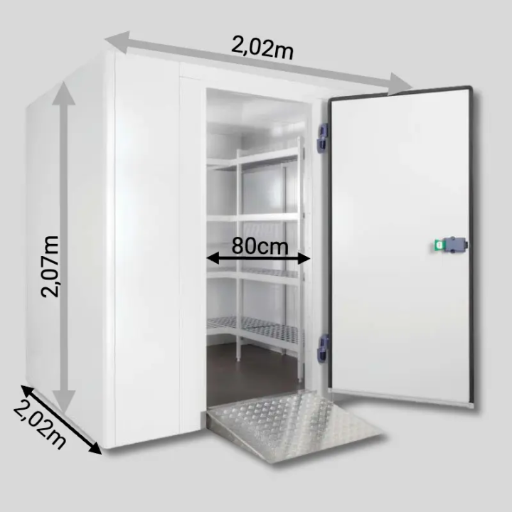 Chambre froide positive 2,02 x 2,02 x 2,07m - 7m3 - Panneaux 70mm - Sol renforcé