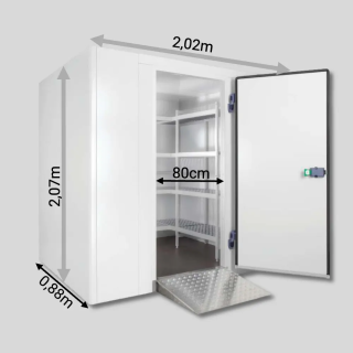 Chambre froide positive 0,88 x 2,02 x 2,07m - 3m3 - Panneaux 70mm - Sol renforcé