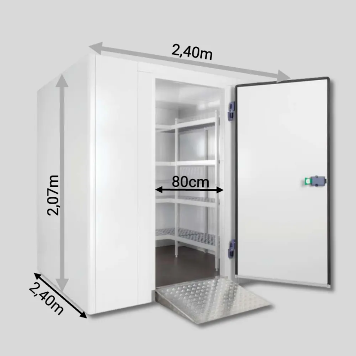 Chambre froide positive 2,40 x 2,40 x 2,07m - 10m3 - Panneaux 70mm - Sol renforcé