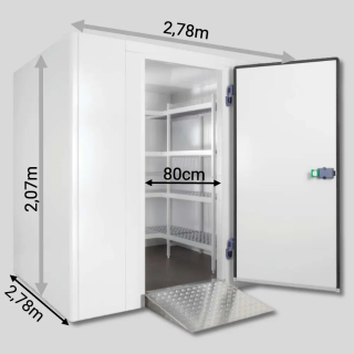 Chambre froide positive 2,78 x 2,78 x 2,07m - 13m3 - Panneaux 70mm - Sol renforcé