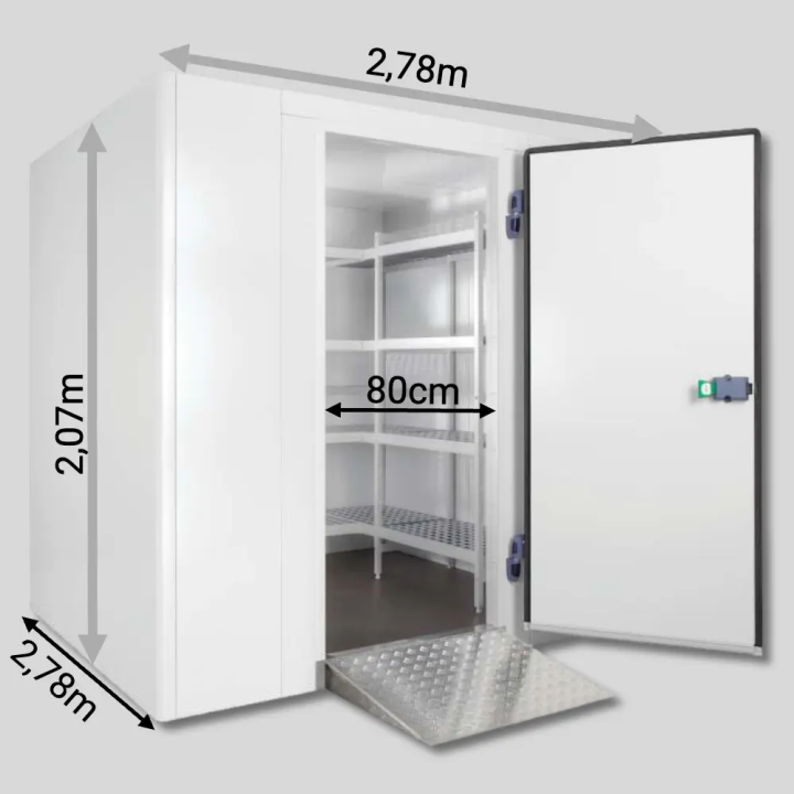 Chambre froide positive 2,78 x 2,78 x 2,07m - 13m3 - Panneaux 70mm - Sol renforcé
