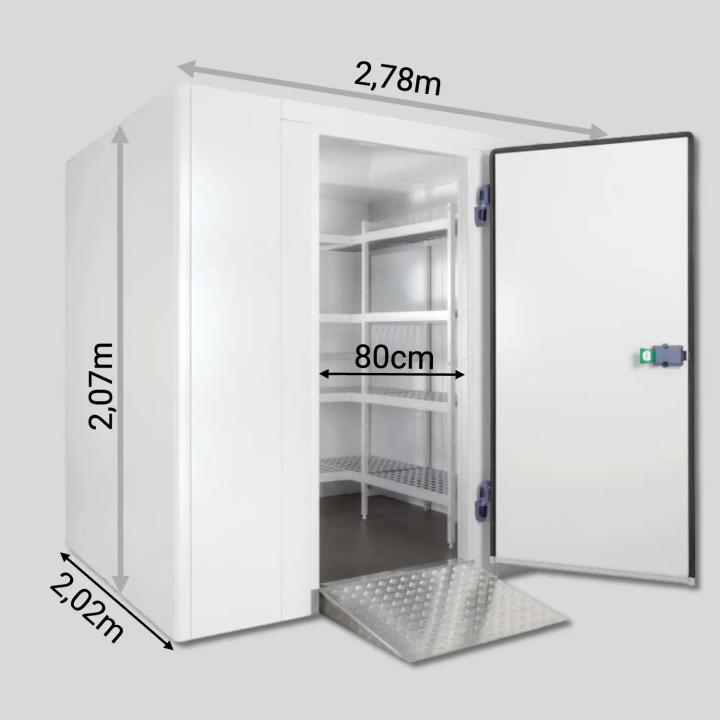 Chambre froide positive 2,02 x 2,78 x 2,07m - 10m3 - Panneaux 70mm - Sol renforcé